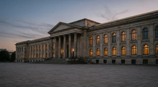 Image symbolique illustrant l'équilibre entre deux chambres législatives dans une démocratie