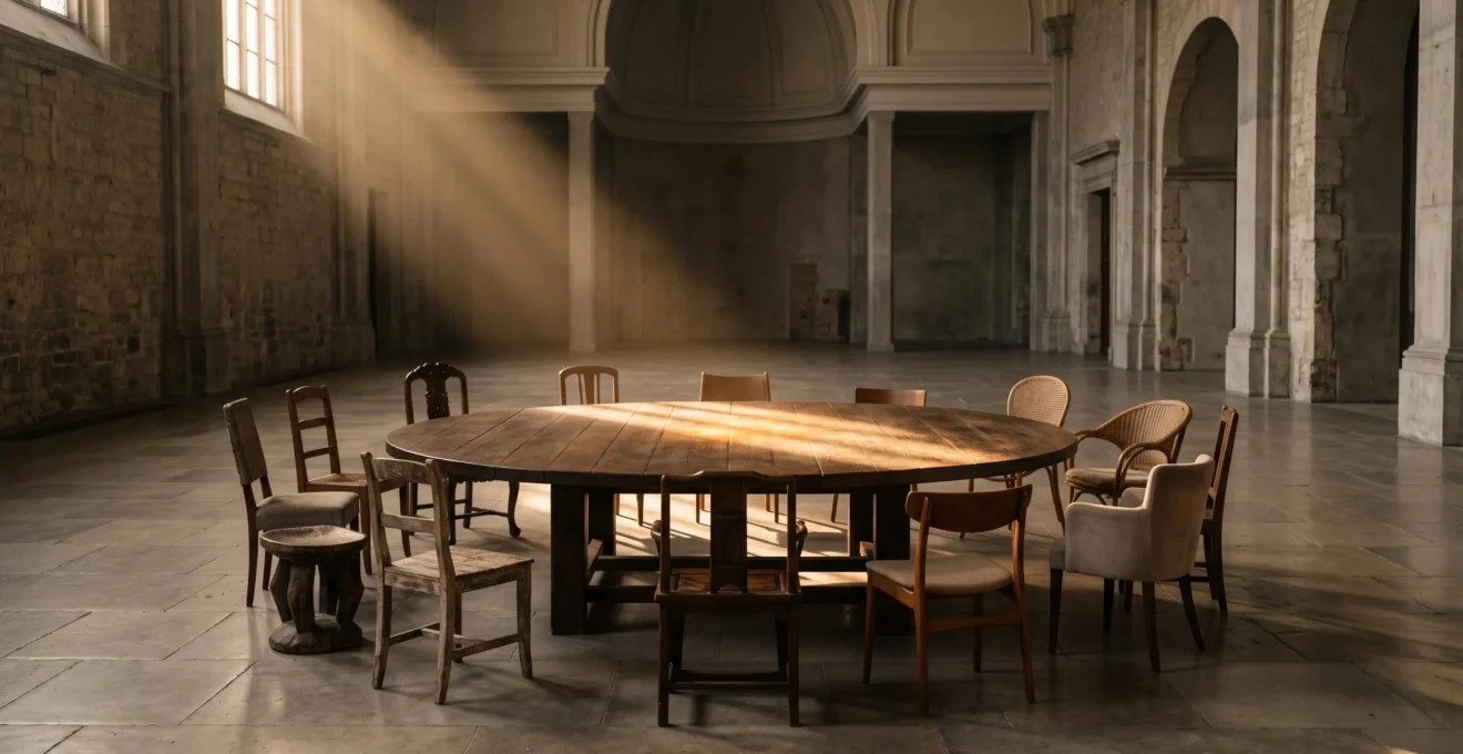 Table ronde symbolique representant les leviers de paix dans un monde multipolaire