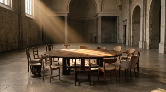 Table ronde symbolique representant les leviers de paix dans un monde multipolaire